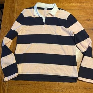 J.Crew Pink and Navy Rugby Style Shirt
